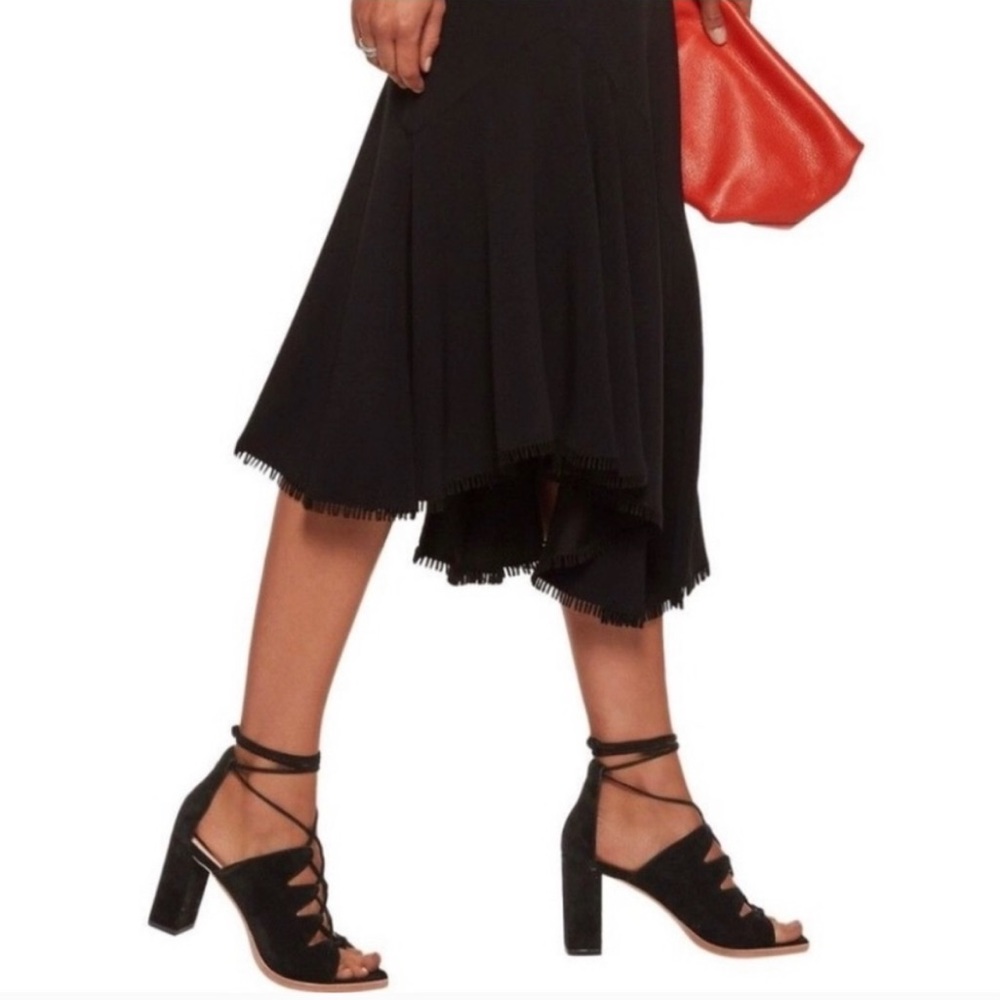Loeffler Randall Helene Sandals Size 8 Black Suede Chunky Heels Ankle Lace Up